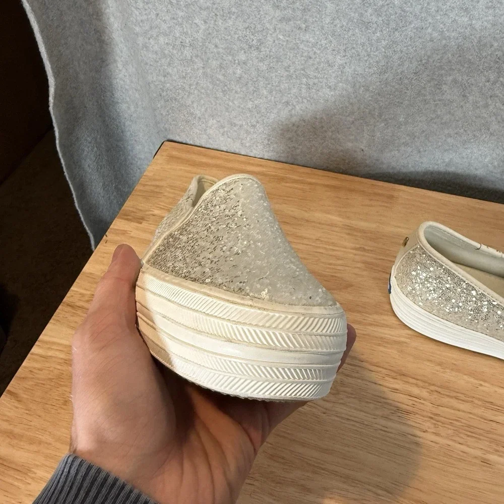 KEDS FOR KATE SPADE New York White Glitter Slip-on Sneaker Sz. 9.5 - Picture 4 of 12